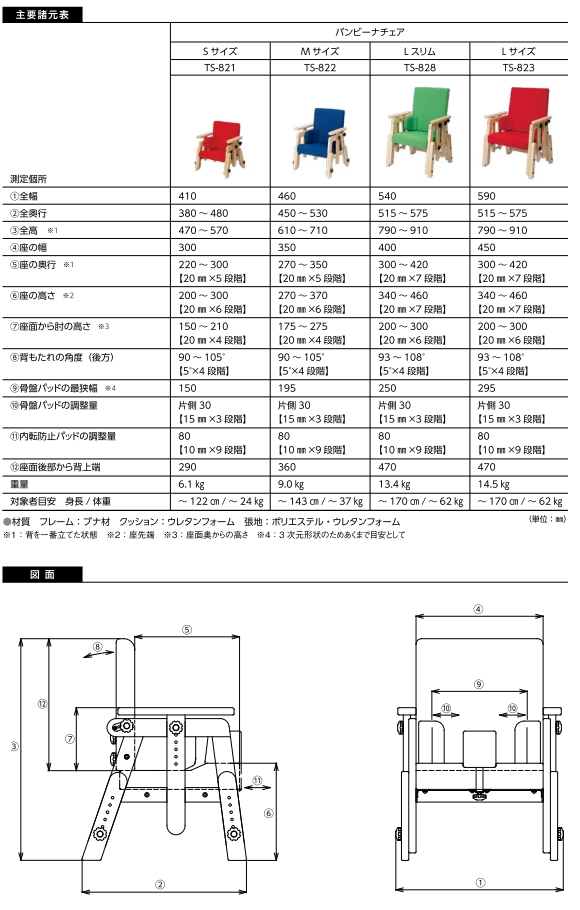 姿勢保持椅子 バンビーナチェア【タカノワークス】